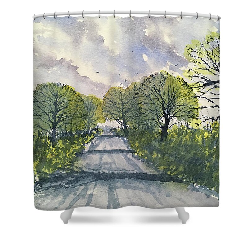 Watercolour Shower Curtain featuring the painting Green Dikes Lane by Glenn Marshall