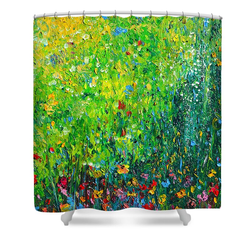 Flowers Shower Curtain featuring the painting Green Dream by Chiara Magni