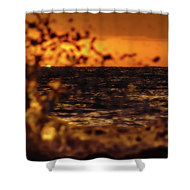 Hawaii Shower Curtain featuring the photograph Green Flash with Wave Crash by John Bauer