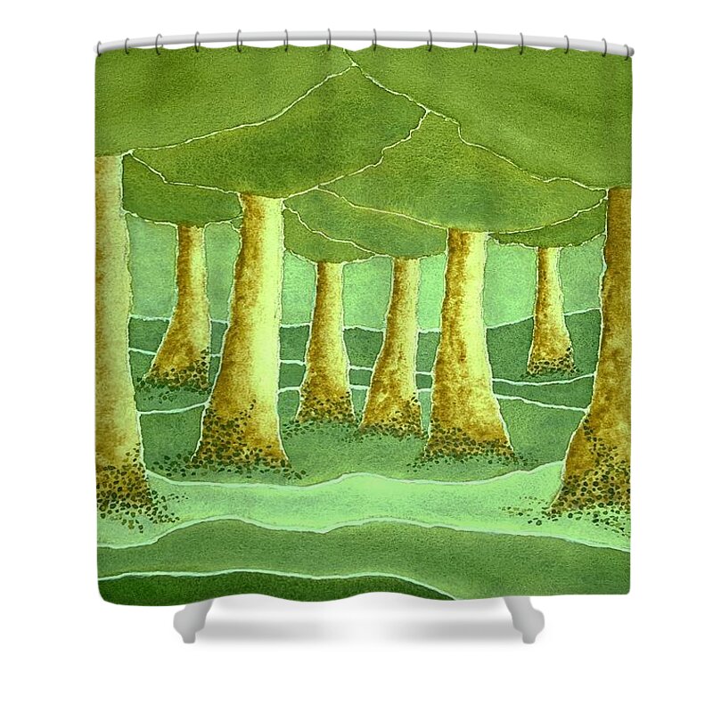 Watercolor Shower Curtain featuring the painting Green Grove by John Klobucher