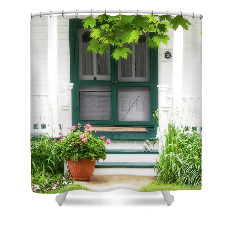 Bay View Shower Curtain featuring the photograph Green Screen Doors With Radiance by Robert Carter