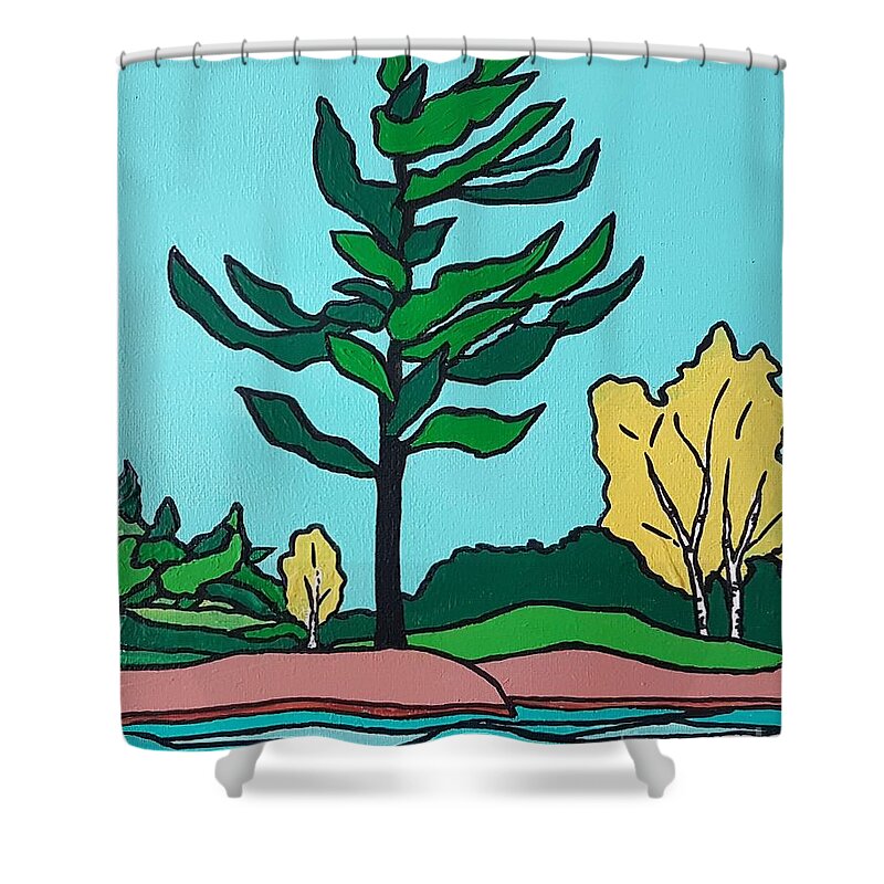 Landscape Shower Curtain featuring the painting Green with Envy by Petra Burgmann