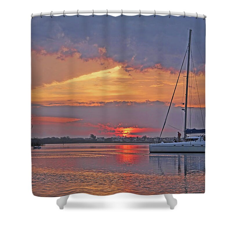 Tropical Sunrise Shower Curtain featuring the photograph Greet The Day by HH Photography of Florida