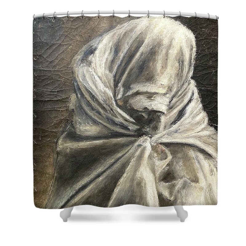Wrapped Figure Shower Curtain featuring the painting Gregorian Chant II by David Euler