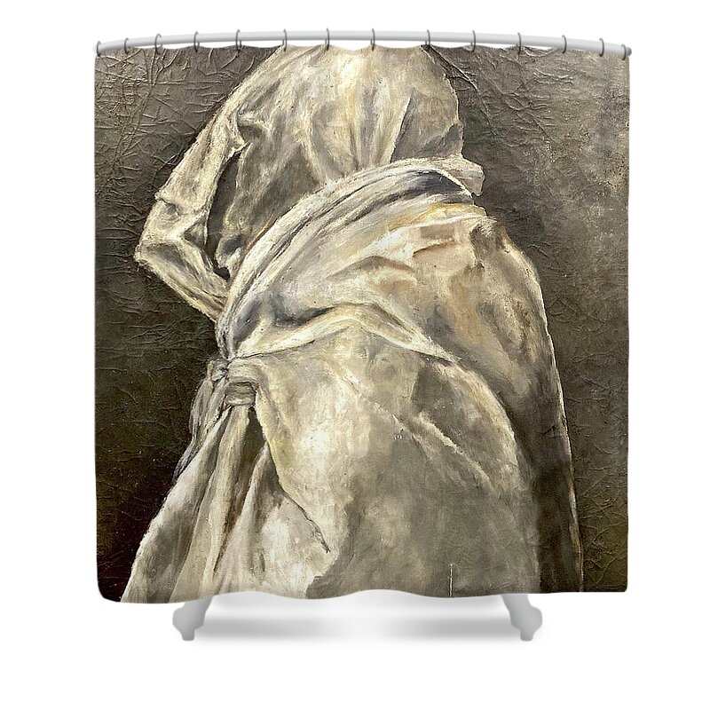 Wrapped Image Shower Curtain featuring the painting Gregorian Chanting by David Euler