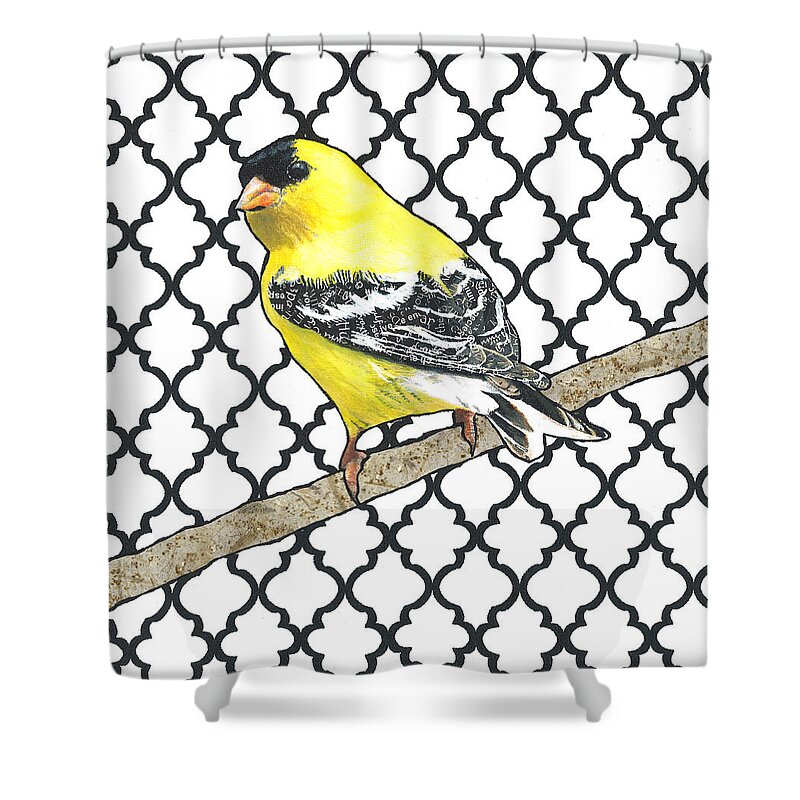 Goldfinch Shower Curtain featuring the painting Gregory by Jacqueline Bevan