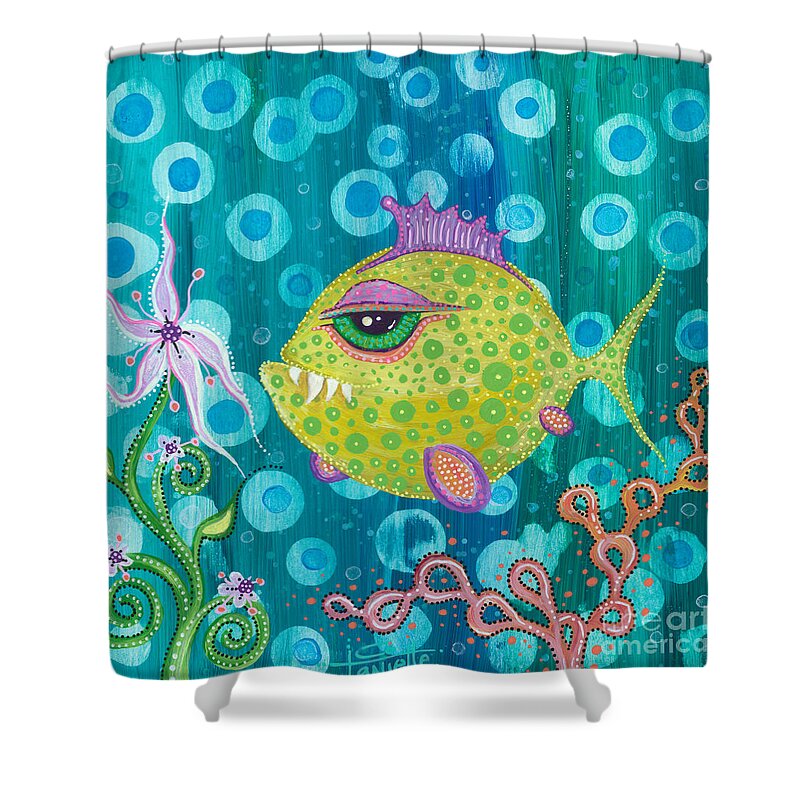 Fish Shower Curtain featuring the painting I Got a New Attitude by Tanielle Childers
