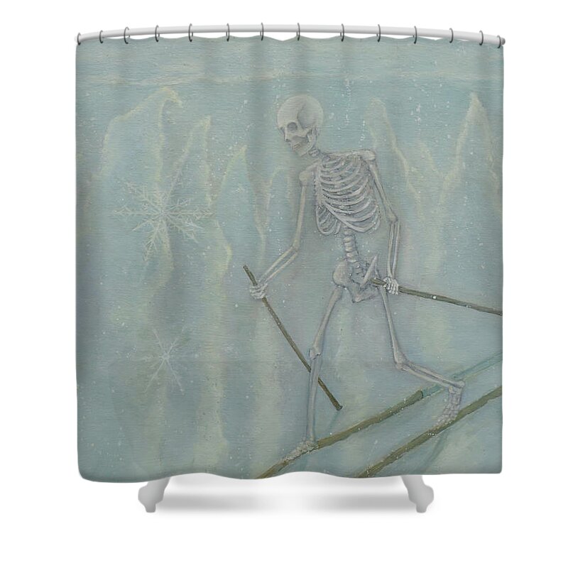 Skiing Shower Curtain featuring the painting Grim Ripper by Whitney Palmer