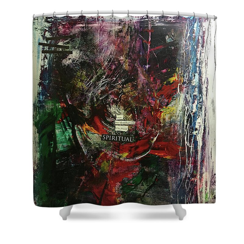 Abstract Art Shower Curtain featuring the painting Grin Hammer II - Mandible Release by Rodney Frederickson