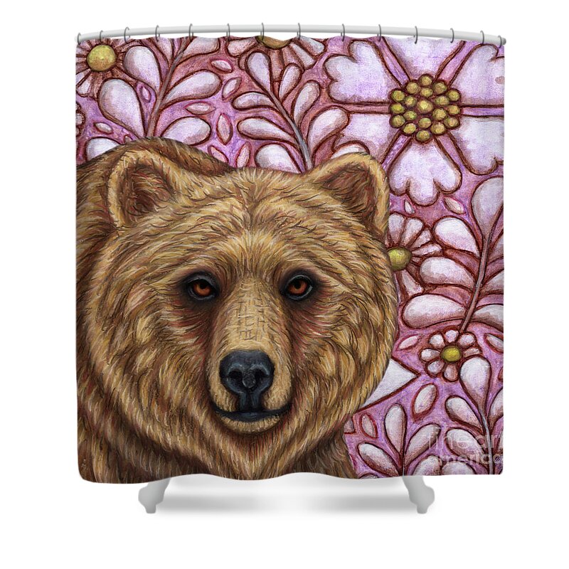 Grizzly Shower Curtain featuring the painting Grizzly Bear Tapestry by Amy E Fraser
