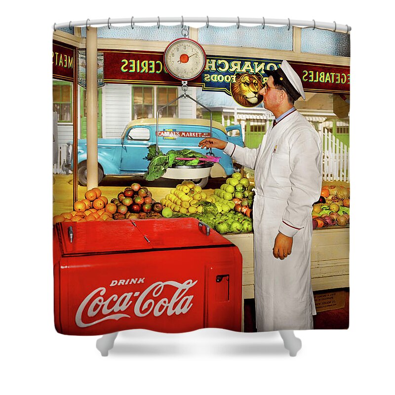 Provincetown Shower Curtain featuring the photograph Grocery - Provincetown, MA - Anybody's Fruit 1942 by Mike Savad