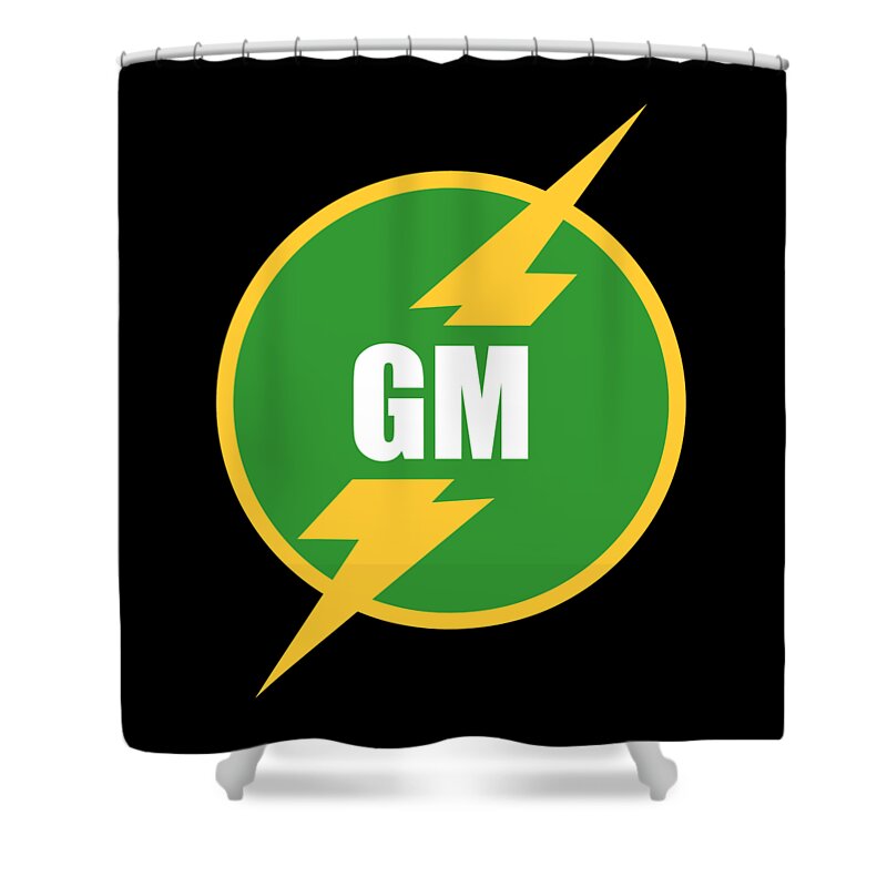 Funny Shower Curtain featuring the digital art Groomsmen Gm Logo by Flippin Sweet Gear