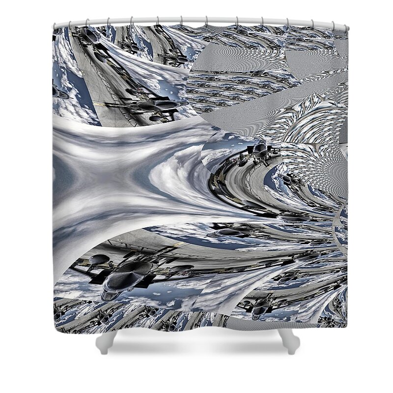 Fractal Shower Curtain featuring the mixed media Ground Pounder by Stephane Poirier