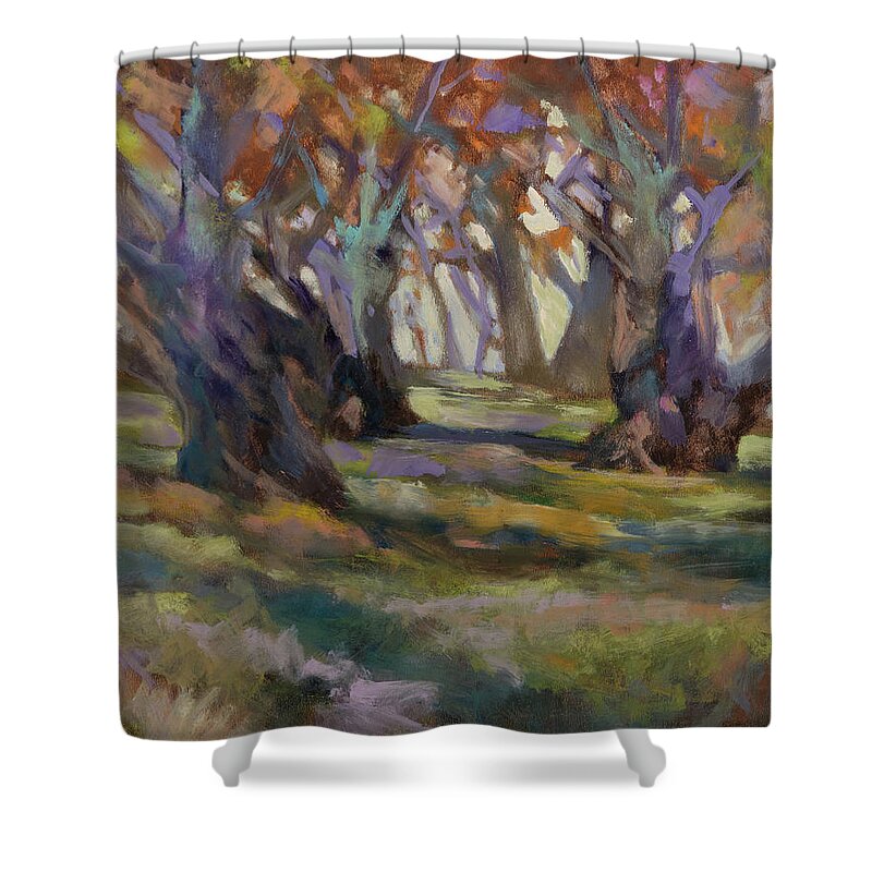 Plein Air Shower Curtain featuring the painting Grove by Carol Klingel