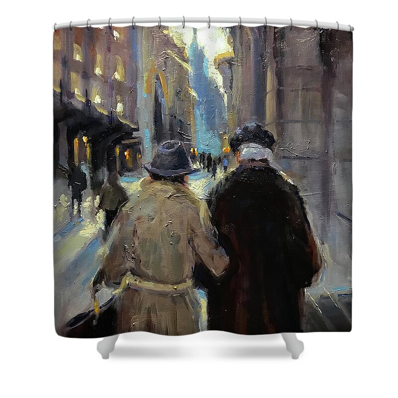 Couple Shower Curtain featuring the painting Growing old together by Ashlee Trcka