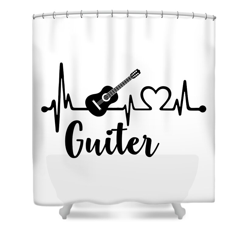 Guitar Lover Shower Curtain featuring the digital art Guitar Heartbeat Musician Guitarist by Jacob Zelazny
