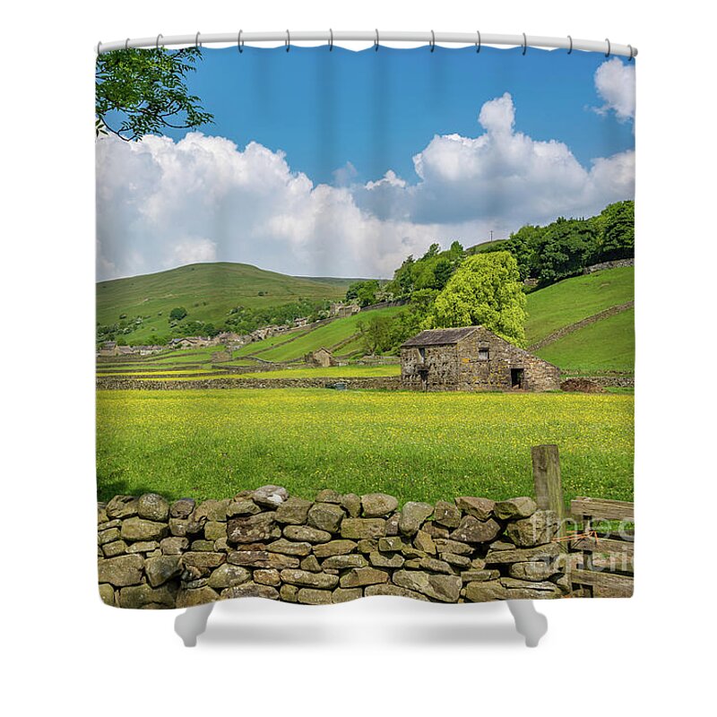 Uk Shower Curtain featuring the photograph Gunnerside Meadows, Swaledale by Tom Holmes Photography