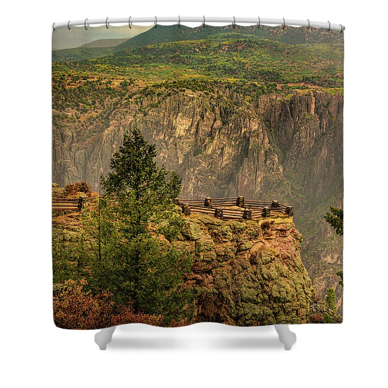Gunnison Point Overlook Shower Curtain featuring the photograph Gunnison Point Overlook Black Canyon of the Gunnison National Park Colorado by Tom Potter