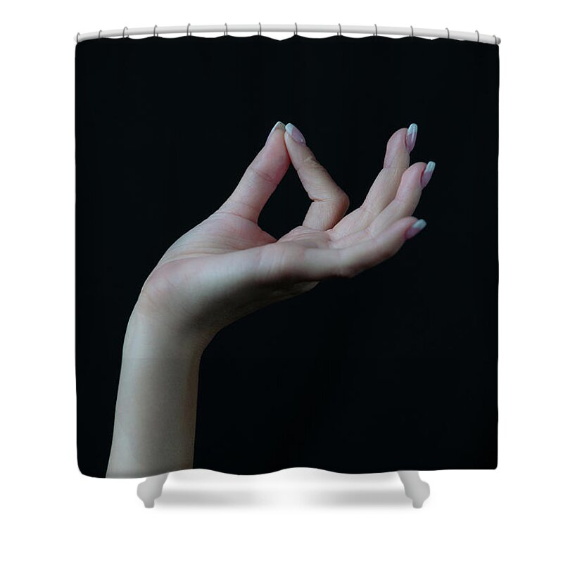 Yoga Shower Curtain featuring the photograph Gyan Mudra B by Marian Tagliarino