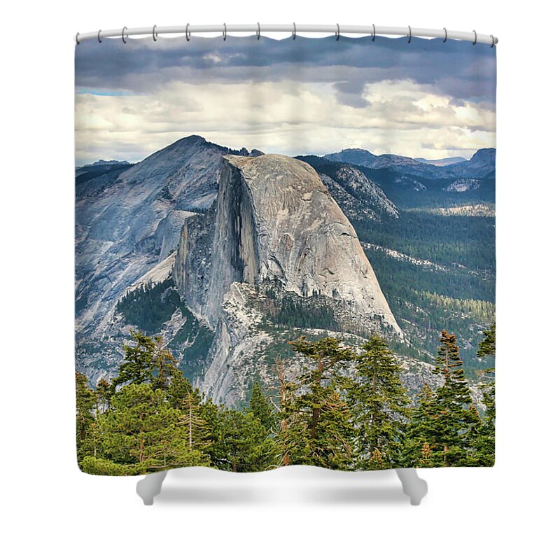 Yosemite National Park Shower Curtain featuring the photograph Half Dome Natural Colors Yosemite by Chuck Kuhn