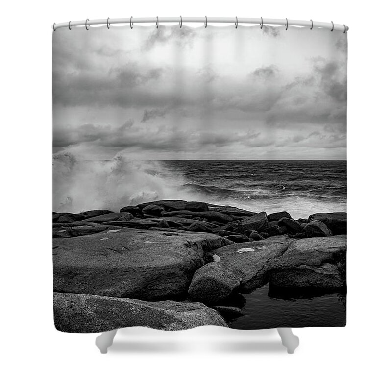 Rockport Ma Shower Curtain featuring the photograph Halibut Point Rockport MA Storm 5 by Michael Saunders
