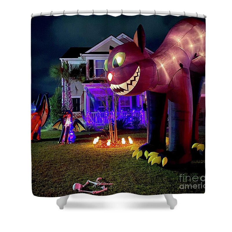 Halloween Shower Curtain featuring the photograph Halloween Cat by Flavia Westerwelle