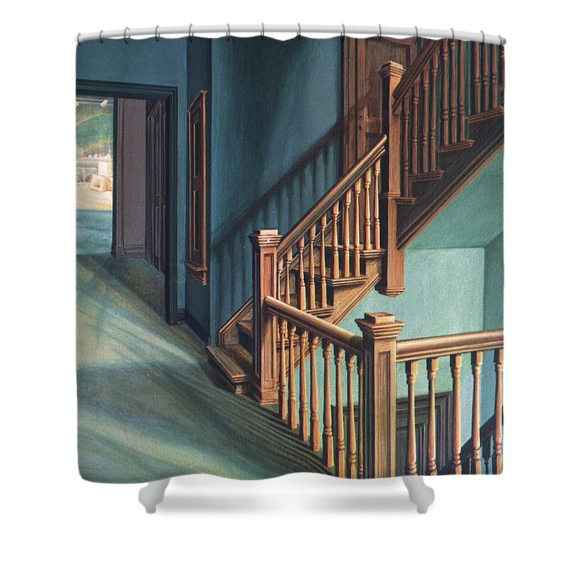Interior Detail Shower Curtain featuring the painting Hallway Shadows, Corinthian Hall by George Lightfoot