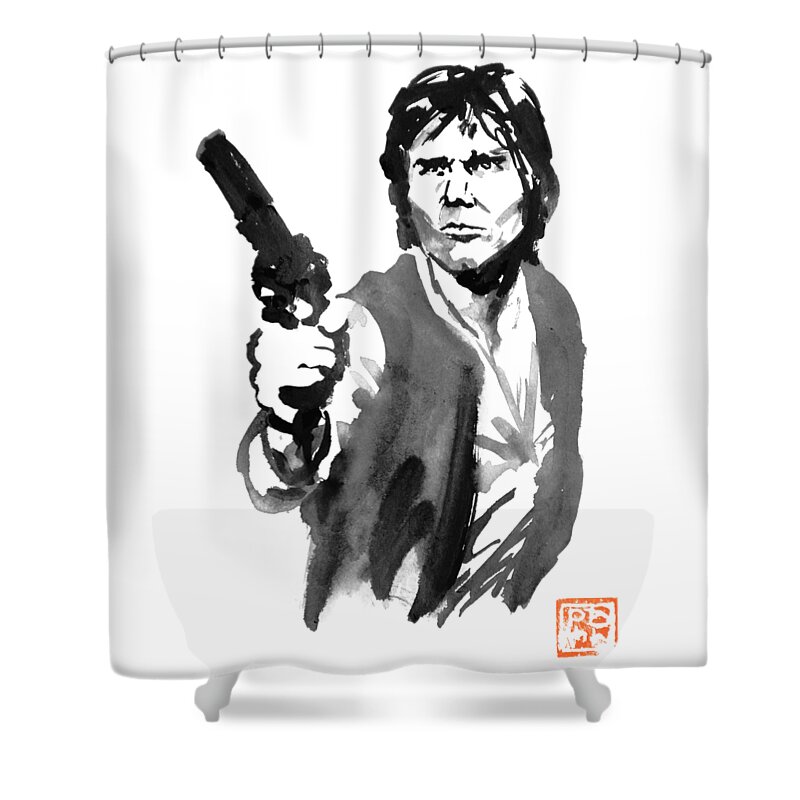 Han Solo Shower Curtain featuring the painting Han Solo by Pechane Sumie