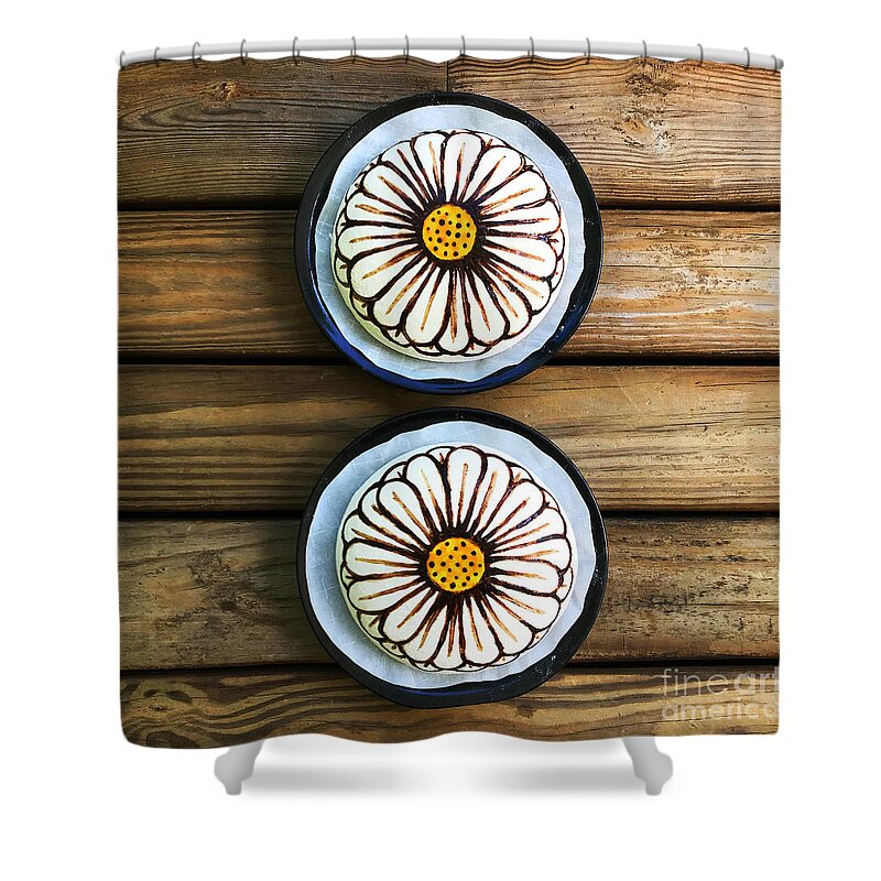 Bread Shower Curtain featuring the photograph Hand Painted Sourdough Daisy Duo 1 by Amy E Fraser