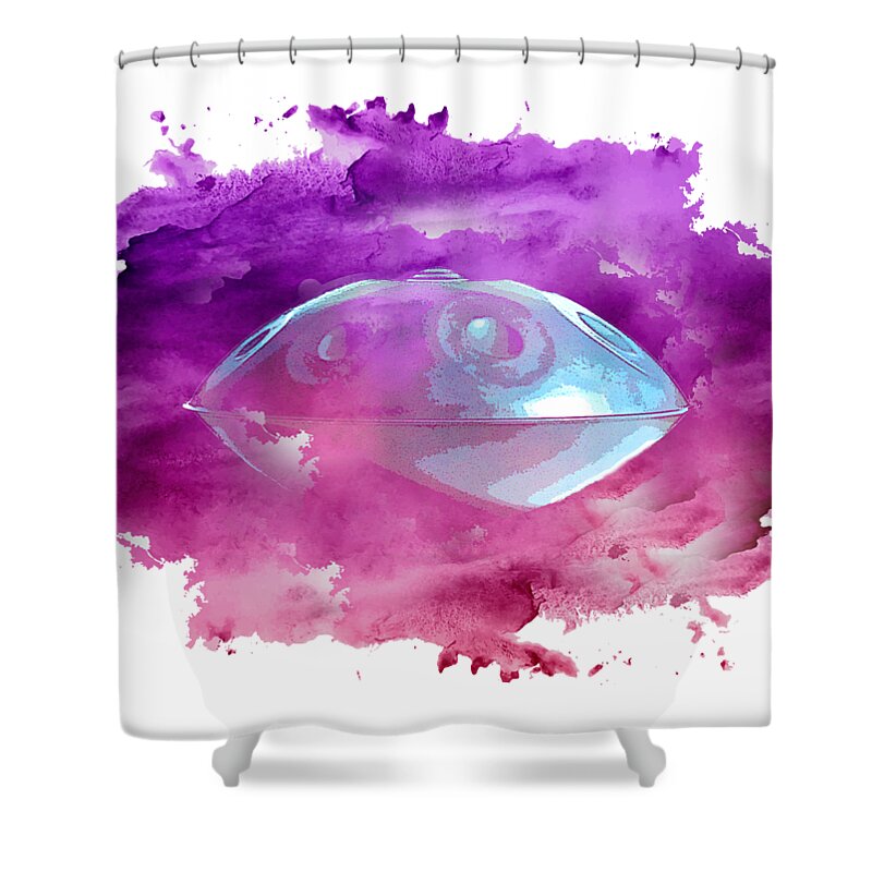 Handpan Shower Curtain featuring the digital art Handpan in splash by Alexa Szlavics
