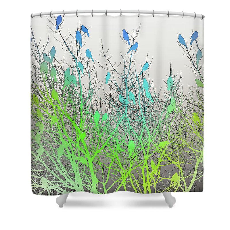 Texture Shower Curtain featuring the mixed media Hanging Out by Rosette Doyle