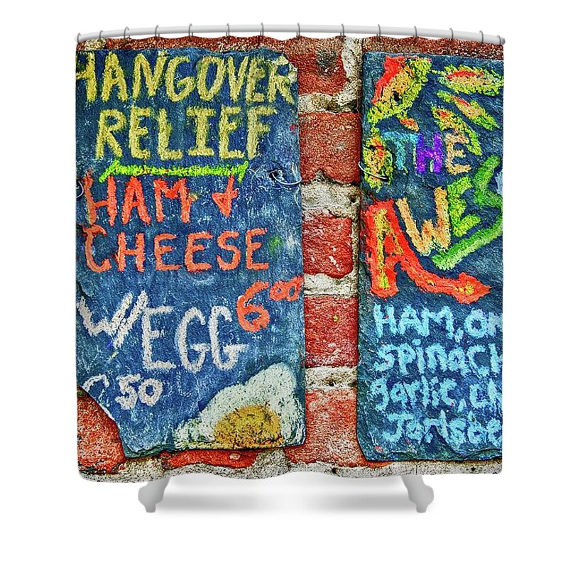 Sign Shower Curtain featuring the photograph Hangover Relief by Anthony M Davis