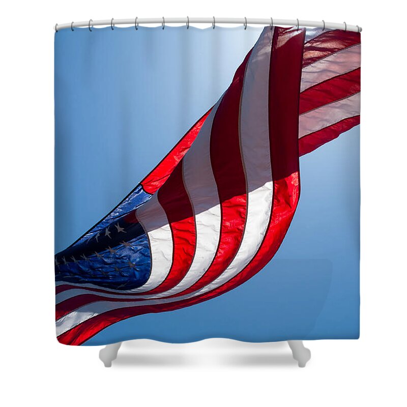 Flag Shower Curtain featuring the photograph Happy Birthday America by Linda Bonaccorsi