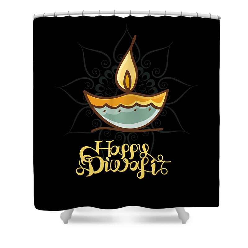 Cool Shower Curtain featuring the digital art Happy Diwali T Shirt by Flippin Sweet Gear