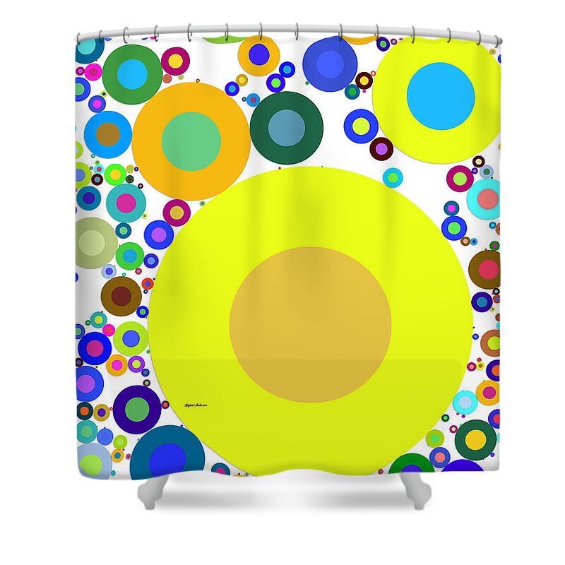 Geometric Shower Curtain featuring the painting Happy Go Lucky by Rafael Salazar