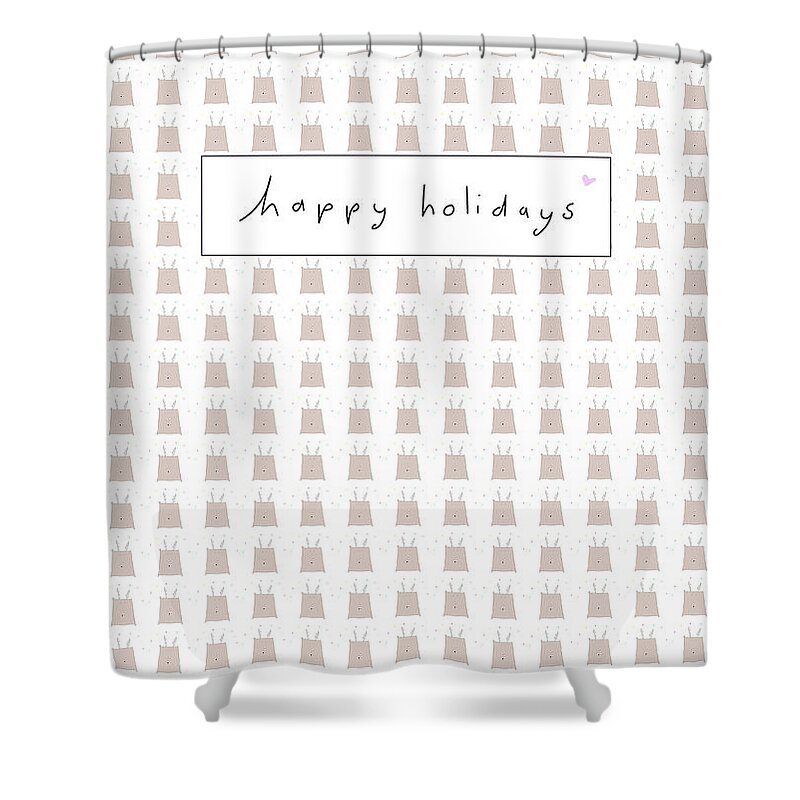 Reindeer Shower Curtain featuring the digital art Happy Holidays Reindeer by Ashley Rice