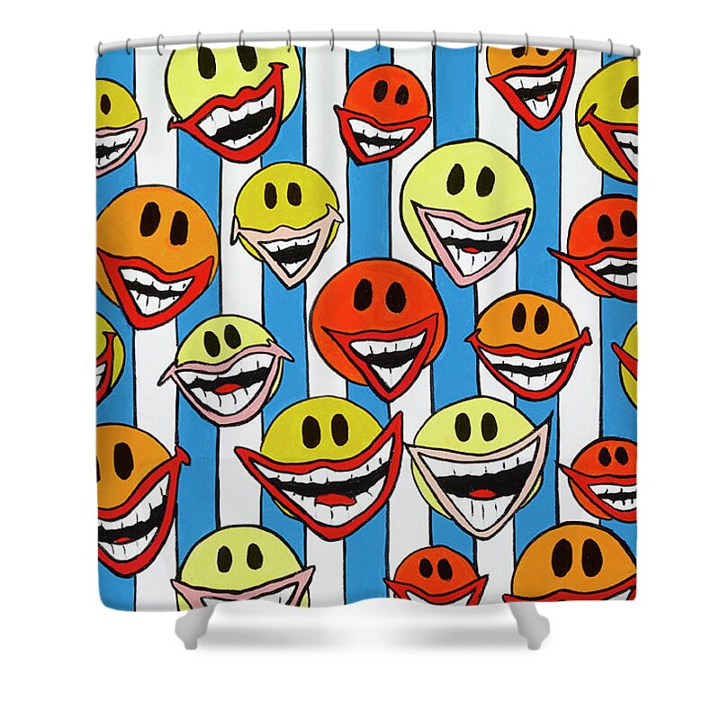 Smile Happy Laughing Shower Curtain featuring the painting Happy Smiles by Mike Stanko