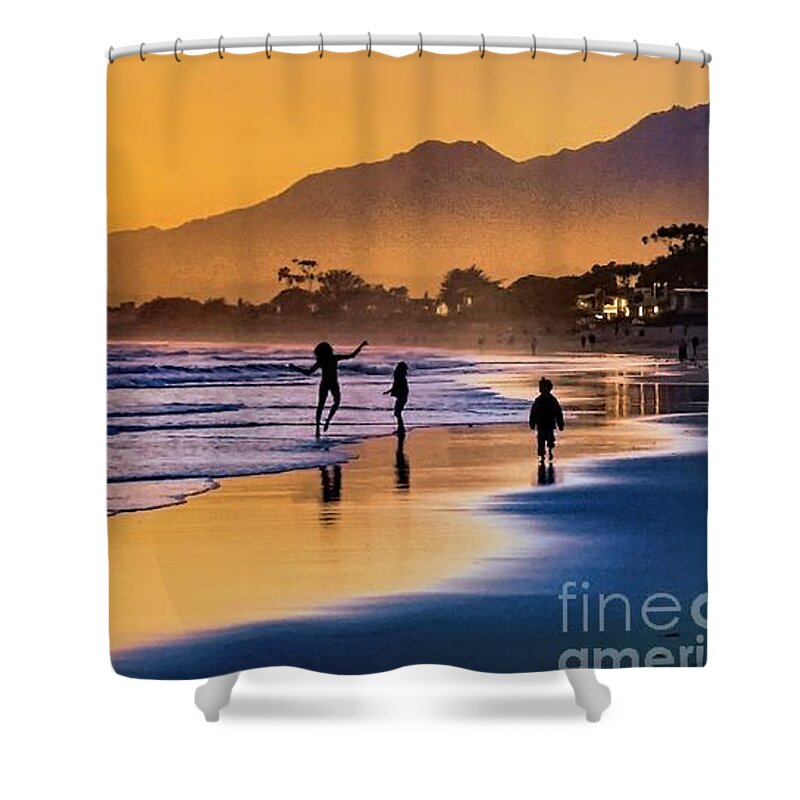 Sunset Shower Curtain featuring the photograph Happy Sunset Beach Dancer by Sea Change Vibes
