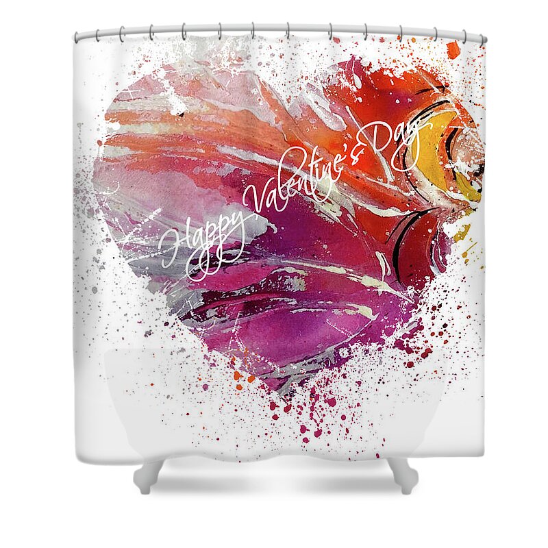 Heart Shower Curtain featuring the mixed media Happy Valentines's Day by Moira Law
