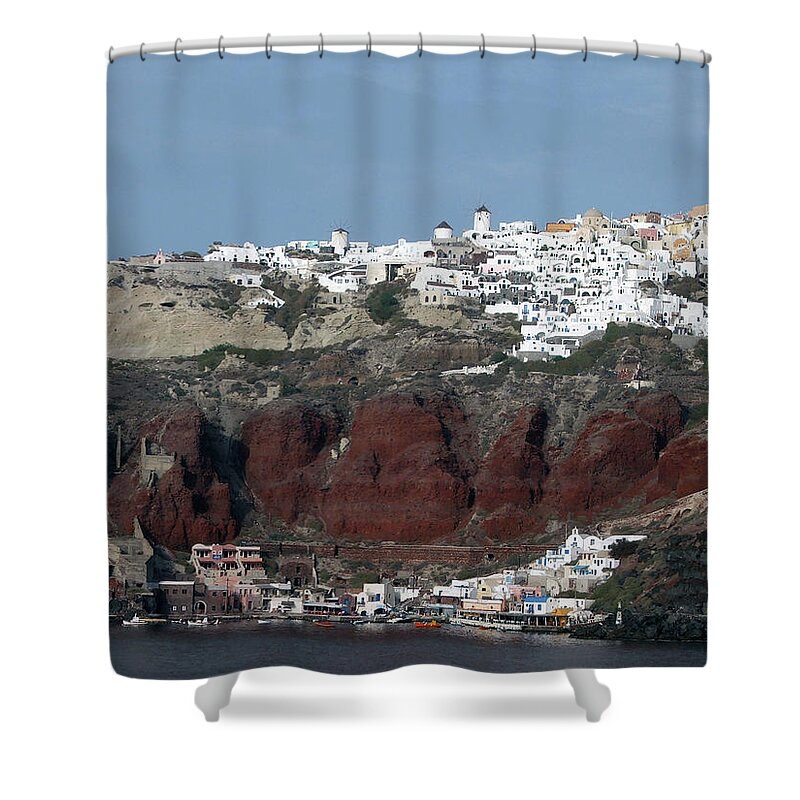 Photography Photo Picture Artwork Sun Summer Holidays Vacations Water Wet Sea Shower Curtain featuring the photograph Harbour by Maria Woithofer