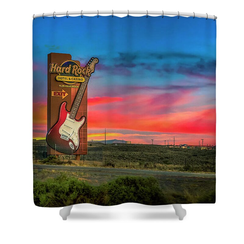 Hard Rock Shower Curtain featuring the photograph Hard Rock sign by Micah Offman