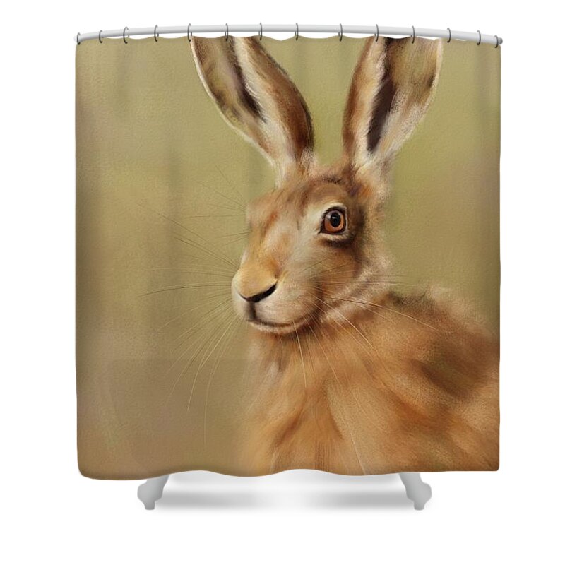 Paintings Shower Curtain featuring the painting Hare by Joe Gilronan