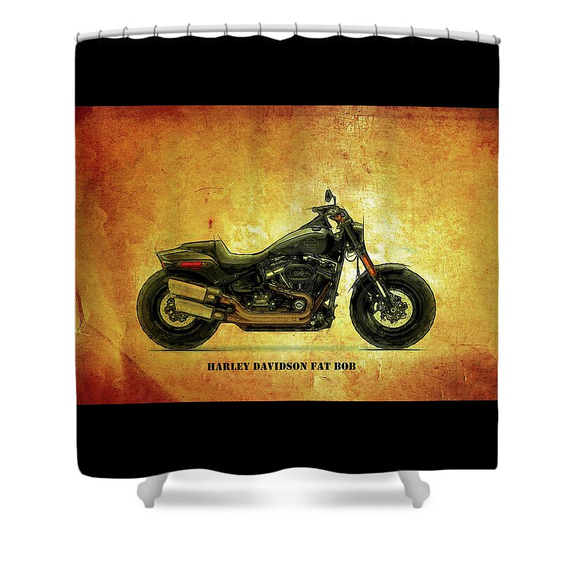 Harley Davidson Shower Curtain featuring the digital art Harley Davidson Fat Bob by Roger Lighterness