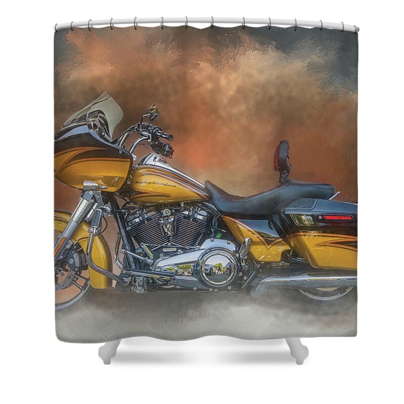 #harley Shower Curtain featuring the digital art Harley by Jim Hatch