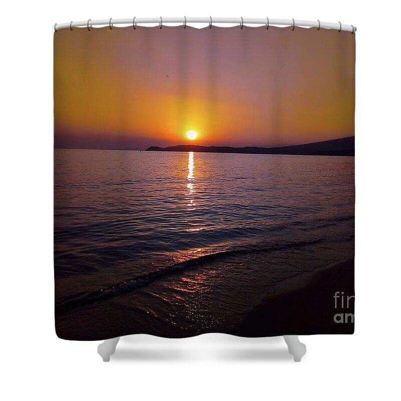 Harmony Shower Curtain featuring the photograph Harmony of Sunset on The Beach by Leonida Arte