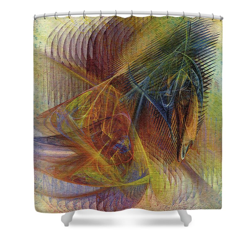 Harnessing Reason Shower Curtain featuring the digital art Harnessing Reason by Studio B Prints