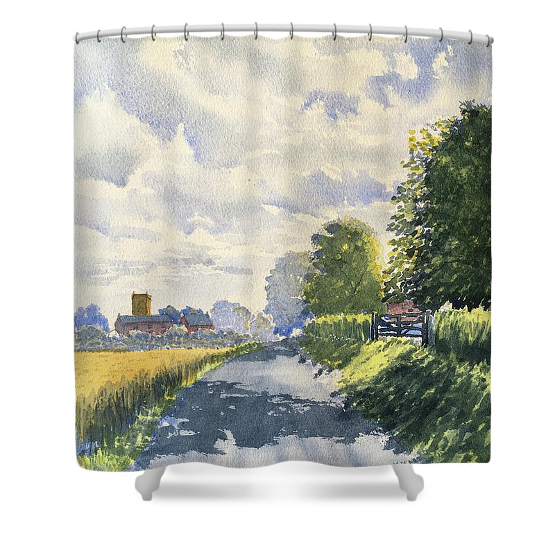 Watercolour Shower Curtain featuring the painting Harpham from Out Gate by Glenn Marshall