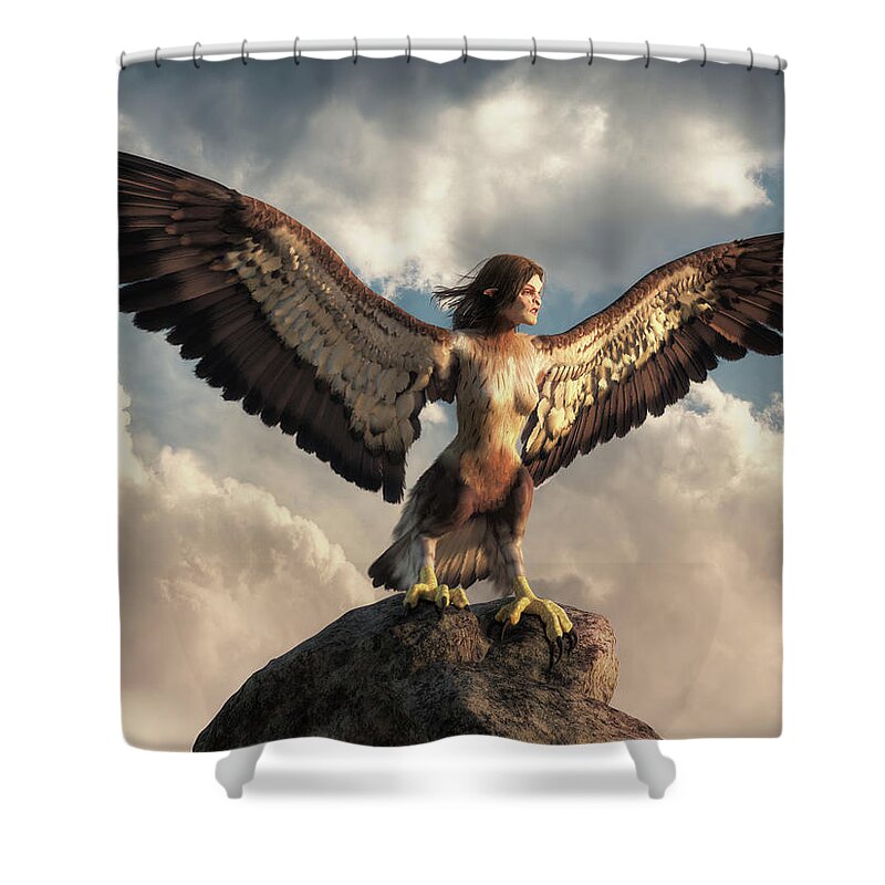 Harpy Shower Curtain featuring the digital art Harpy by Daniel Eskridge