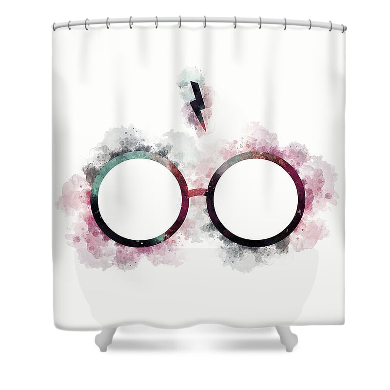 Harry Potter Glasses Watercolor II Shower Curtain