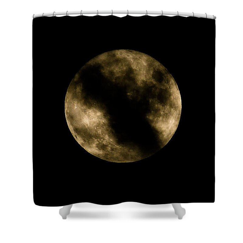 Photo Shower Curtain featuring the photograph Harvest Moon with Cloud by Evan Foster